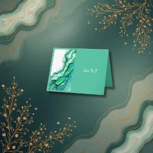 Carte De Remerciements Elégant Mariage couleur marbre Turquoise Emerald
