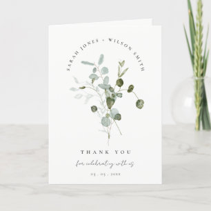 Carte De Remerciements Elégant Mariage d'aquarelle d'Eucalyptus Botanique