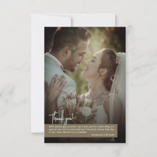 Carte De Remerciements Élégant Mariage de bannière photo Brown