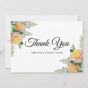 Carte De Remerciements Élégant Mariage de bouquet de rose jaune