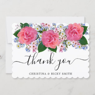Carte De Remerciements Élégant Mariage de bouquet rose orange rose