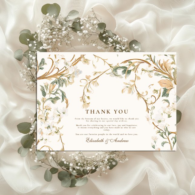 Carte De Remerciements Élégant Mariage de cadre botanique d'automne (Créateur téléchargé)