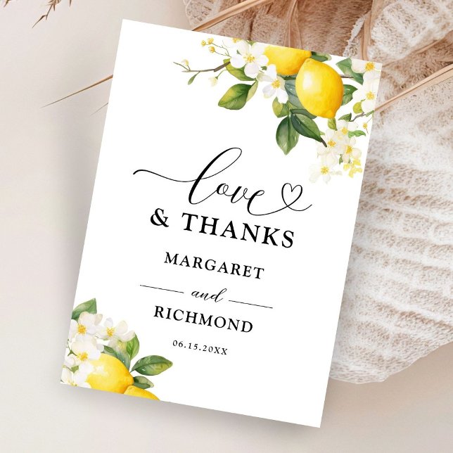 Carte De Remerciements Elégant Mariage de citron méditerranéen (Créateur téléchargé)