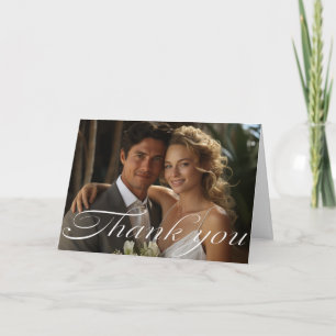 Carte De Remerciements Elégant Mariage de feuille Monstera Personnalisé