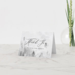 Carte De Remerciements Élégant Mariage de la forêt d'hiver de Grey