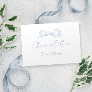 Carte De Remerciements Élégant Mariage de mâchoire bleu Dusty