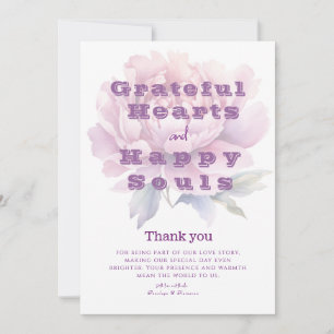 Carte De Remerciements Élégant Mariage de pivoine violet