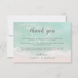 Carte De Remerciements Élégant mariage de plage océanique pétillant abstr