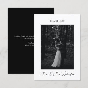 Carte De Remerciements Élégant Mariage de script de signature noire moder