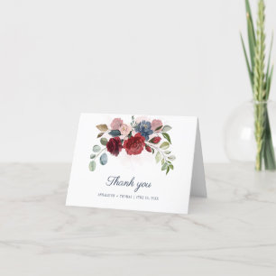 Carte De Remerciements Élégant Mariage d'Eucalyptus Bourgogne Florale