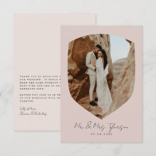 Carte De Remerciements Élégant Mariage encadré photo encadré à la main