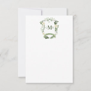 Carte De Remerciements Élégant Mariage Floral Crest