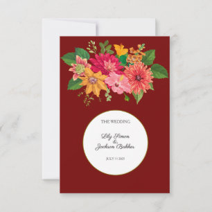 Carte De Remerciements Élégant Mariage floral de Bourgogne