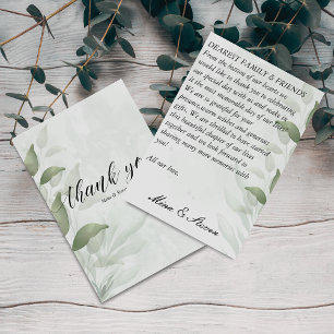 Carte De Remerciements Elégant mariage floral Eucalyptus aquarelle