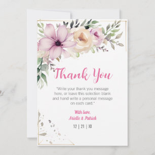 Carte De Remerciements Élégant Mariage floral Pastel Peinture botanique