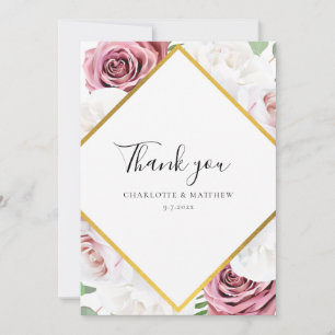 Carte De Remerciements Elégant Mariage Floral Photo