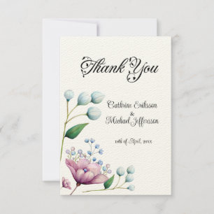 Carte De Remerciements Élégant Mariage Floral Soft Botanical Romance