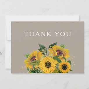 Carte De Remerciements Élégant Mariage floral Taupe