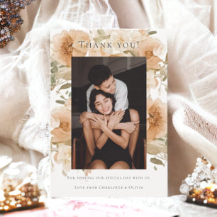 Carte De Remerciements Élégant Mariage gai floral deux mariées