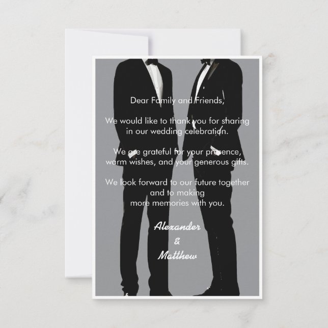 Carte De Remerciements Elégant Mariage gay moderne (Dos)
