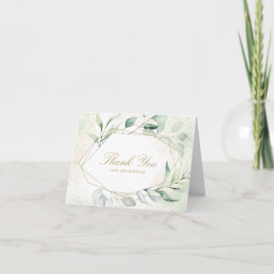 Carte De Remerciements Élégant mariage géométrique or verdure d'eucalyptu