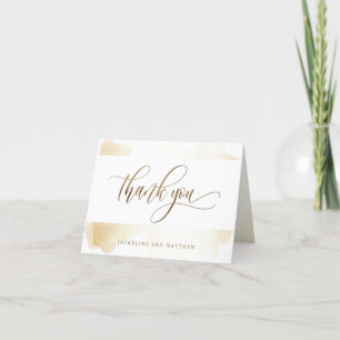 Carte De Remerciements Élégant mariage Golden Yellow Brush Strokes