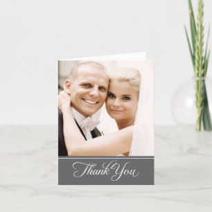 Carte De Remerciements Élégant Mariage gris charbon de bois