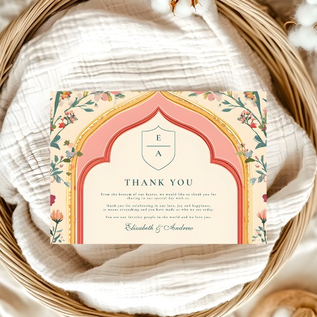 Carte De Remerciements Élégant Mariage islamique floral (Créateur téléchargé)