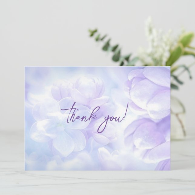 Carte De Remerciements Élégant Mariage Lilac violet clair (Debout devant)