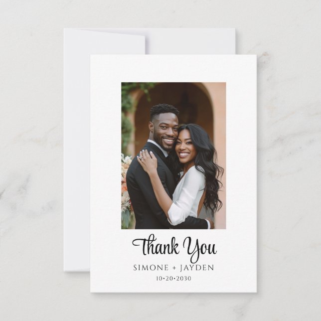 Carte De Remerciements Élégant Mariage moderne 2 Photo (Devant)