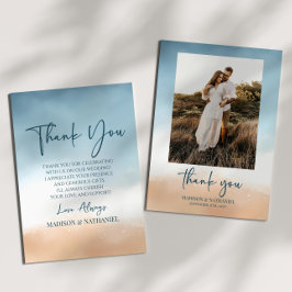 Carte De Remerciements Elégant Mariage Ocean Beach Shore Sand Picture