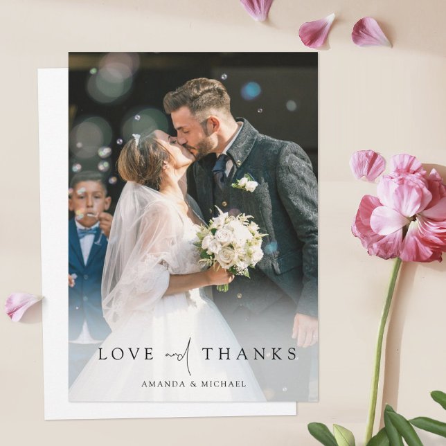 Carte De Remerciements Élégant Mariage personnalisé photo complète (Créateur téléchargé)