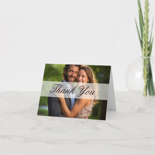 Carte De Remerciements Élégant Mariage photo de superposition de Sheer (Devant)