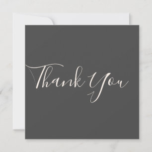 Carte De Remerciements Élégant Mariage photo gris foncé