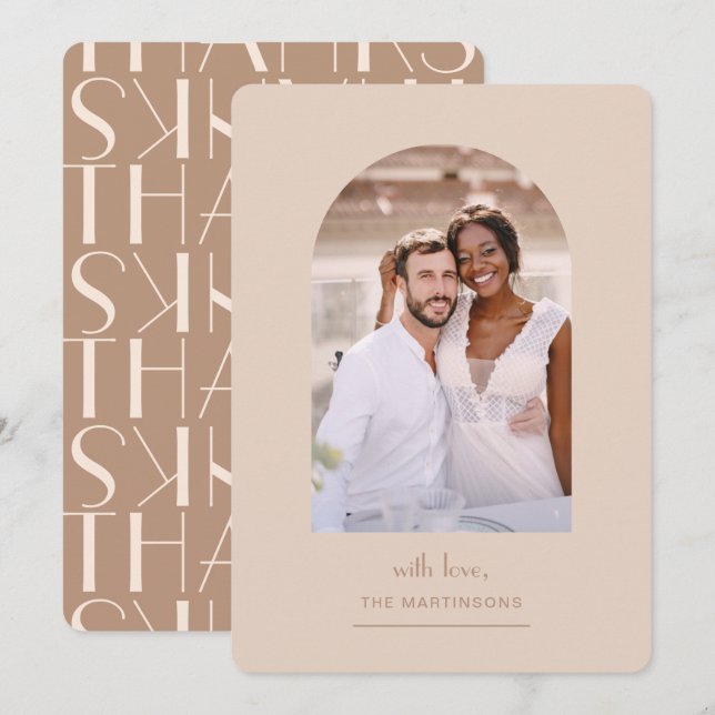 Carte De Remerciements Élégant Mariage photo neutre (Devant / Derrière)