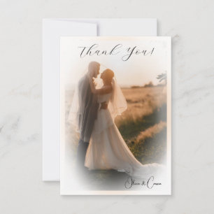 Carte De Remerciements Élégant Mariage Photo Vellum Hégé Personnalisé