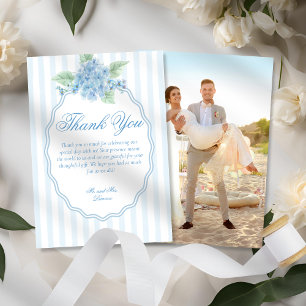 Carte De Remerciements Élégant Mariage photo Victorian Blue Hydrangea