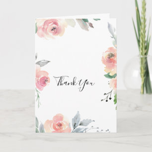 Carte De Remerciements Élégant Mariage plié vertical rose