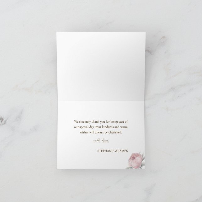 Carte De Remerciements Élégant Mariage rose (Intérieur)
