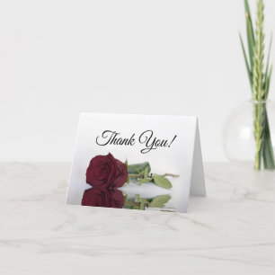 Carte De Remerciements Élégant Mariage Rose de Bourgogne Photo à l'intéri