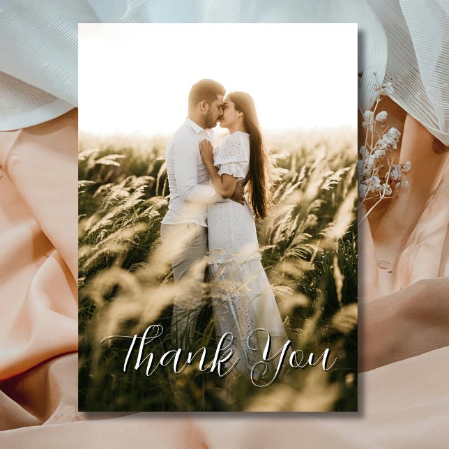 Carte De Remerciements Élégant Mariage simple photo Dusty Rose (Créateur téléchargé)