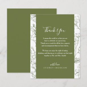 Carte De Remerciements Élégant Mariage végétal floral Sage vert