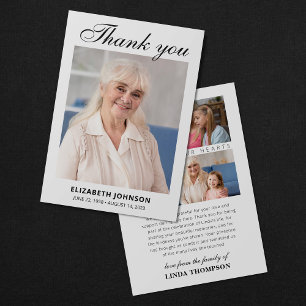 Carte De Remerciements Élégant mémorial de photos funéraires