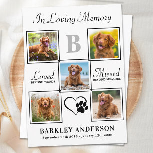 Carte De Remerciements Elégant Mémorial pour animaux de compagnie Personn