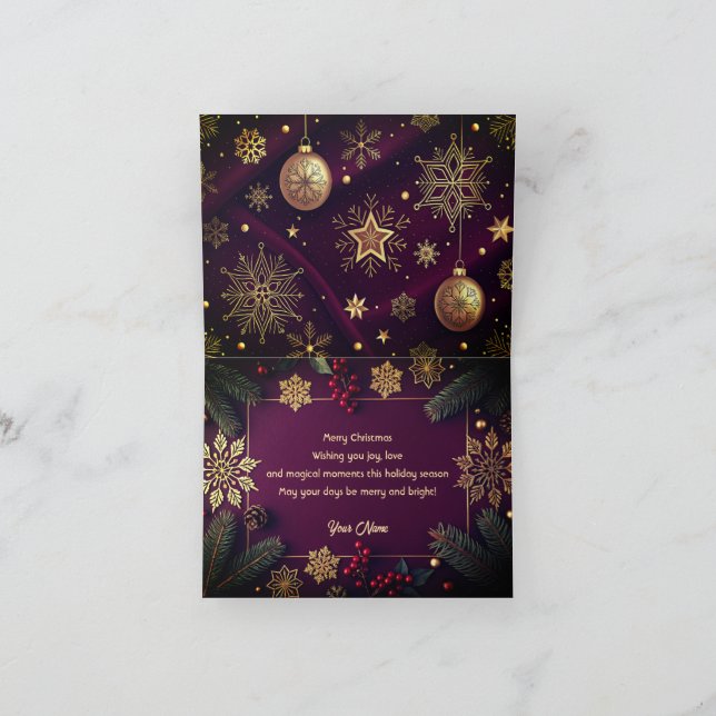 Carte De Remerciements Elegant Merry Christmas Card with Gold Script  (Intérieur)