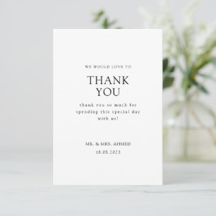 Carte De Remerciements Élégant minimal blanc script officiel musulman Mar