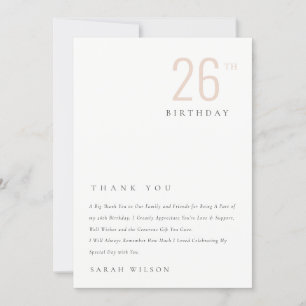 Carte De Remerciements Élégant Minimal Gras Dusky Blush N'Importe Quel Âg