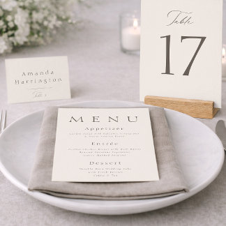 Carte De Remerciements Elegant Minimal Taupe Wedding Table Numbers 1–19