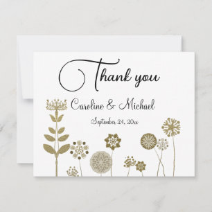 Carte De Remerciements Élégant minimalisme floral or doux intemporel