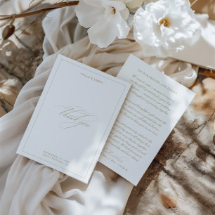 Carte De Remerciements Élégant minimaliste classique Mariage blanc